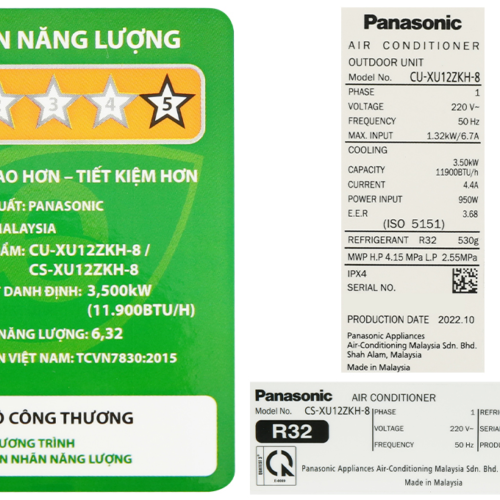 Máy lạnh Panasonic Inverter 1.5 HP CU/CS-XU12ZKH-8